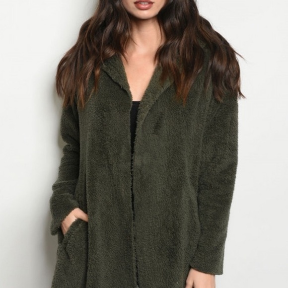 Olive Sherpa Jacket - Picture 2 of 3